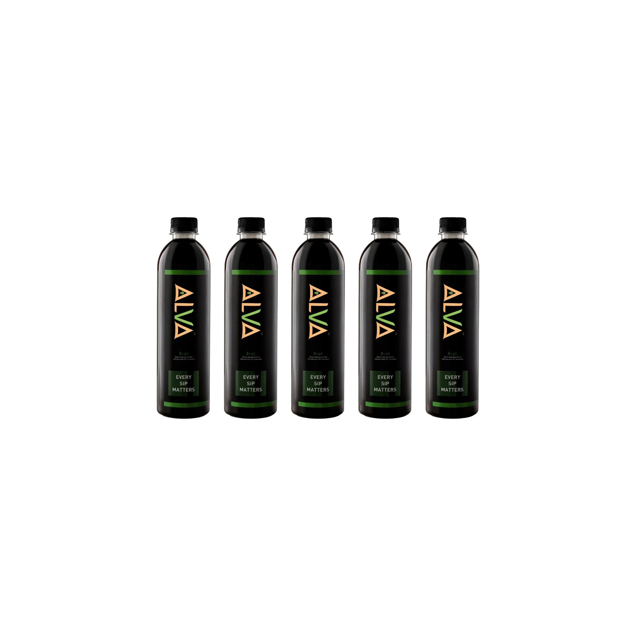 ALVA Black Alkaline Drink 8+ pH Infused with 70 Minerals – 500ml (Pack of 5)