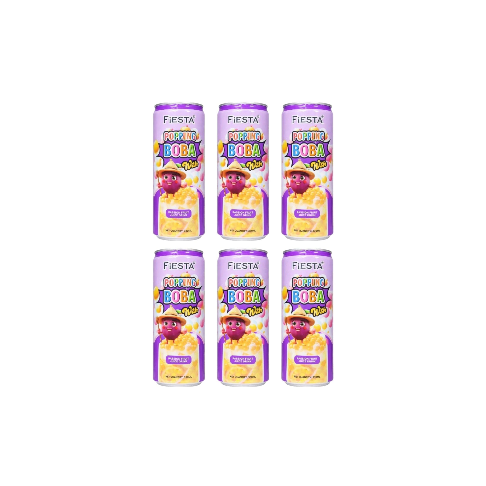 Fiesta Popping Boba with Passion Fruit juice Can 330ml (Pack of 6)