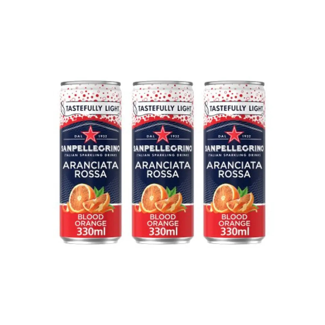 San Pellegrino Aranciata Sparkling Blood Orange Cans 330ml (Pack of 3) – Refreshing Italian Soda
